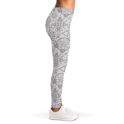 Grey And Black Mystical Wiccan Print Women's Leggings