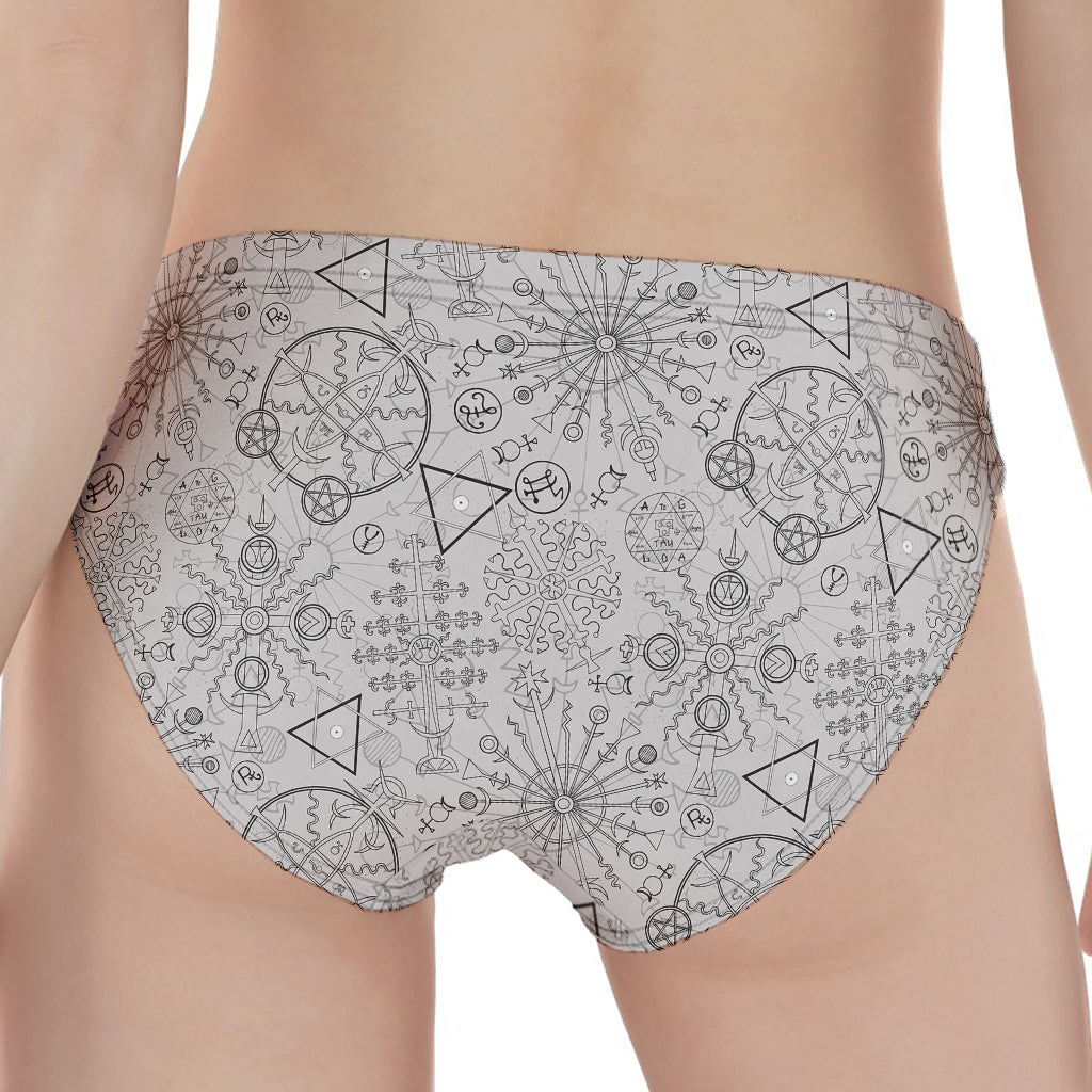 Grey And Black Mystical Wiccan Print Women's Panties