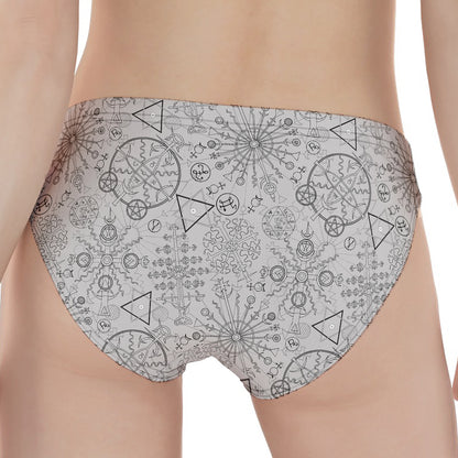 Grey And Black Mystical Wiccan Print Women's Panties