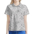 Grey And Black Mystical Wiccan Print Women's Polo Shirt