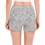 Grey And Black Mystical Wiccan Print Women's Split Running Shorts