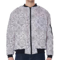 Grey And Black Mystical Wiccan Print Zip Sleeve Bomber Jacket