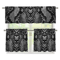 Grey And Black Snakeskin Print 3 Piece Kitchen Curtains