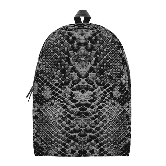 Grey And Black Snakeskin Print Backpack