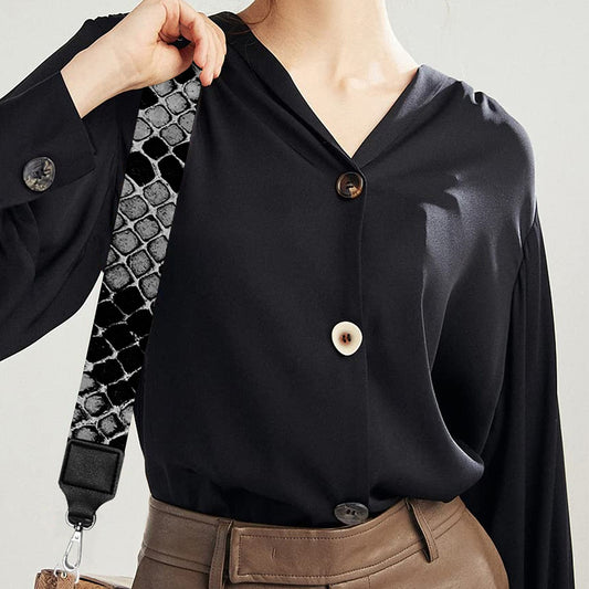 Grey And Black Snakeskin Print Bag Strap