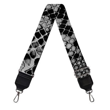Grey And Black Snakeskin Print Bag Strap