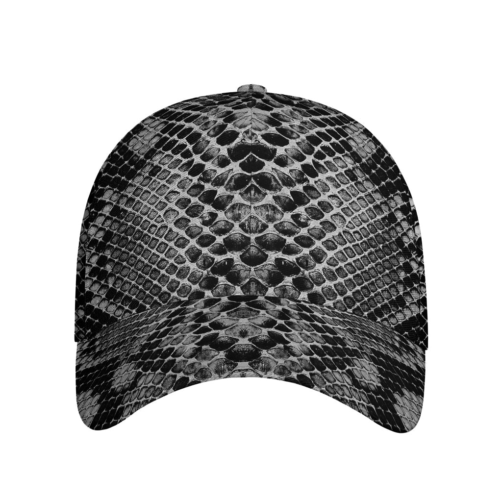 Grey And Black Snakeskin Print Baseball Cap