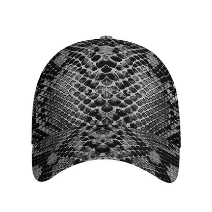 Grey And Black Snakeskin Print Baseball Cap
