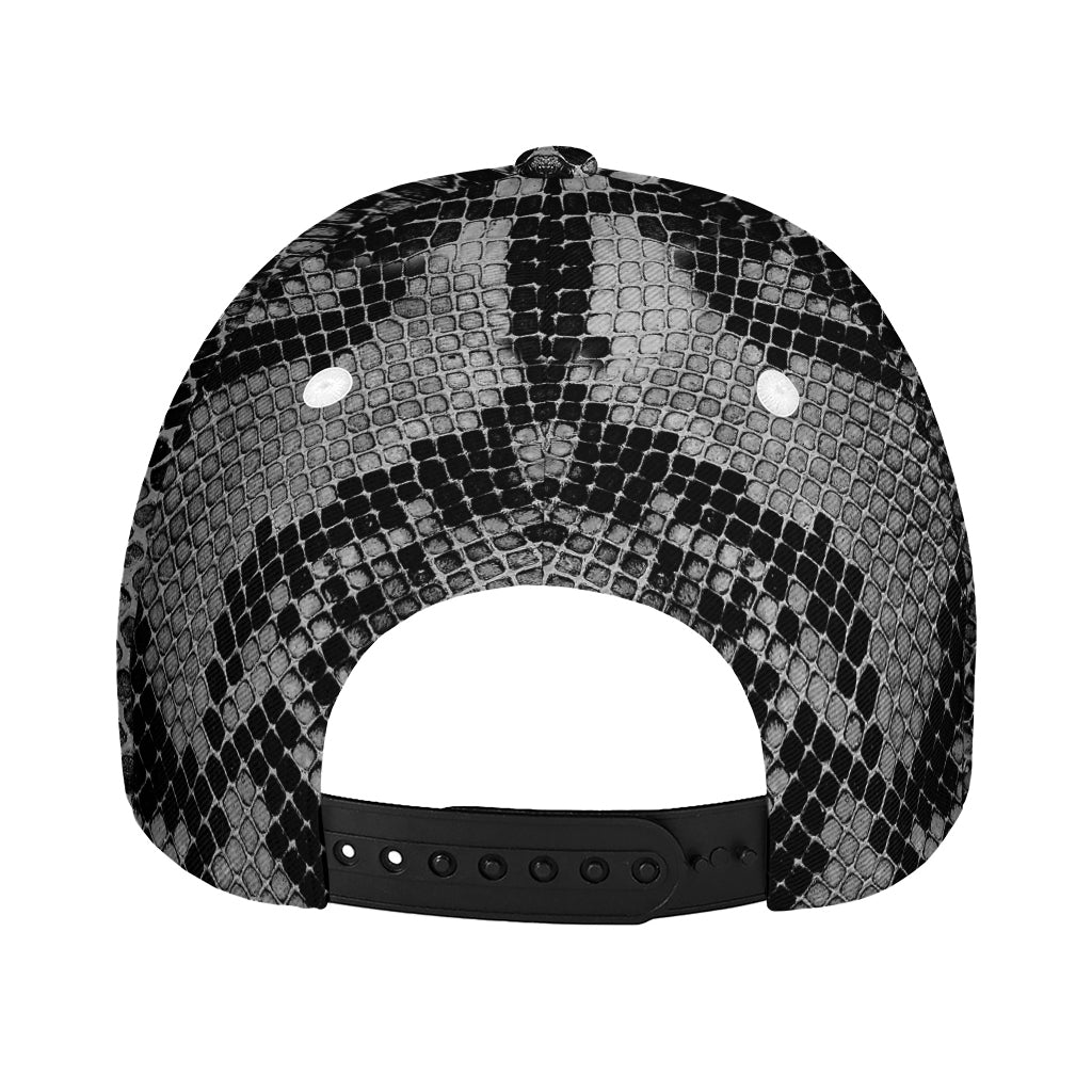 Grey And Black Snakeskin Print Baseball Cap