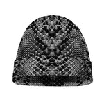 Grey And Black Snakeskin Print Beanie
