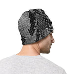 Grey And Black Snakeskin Print Beanie