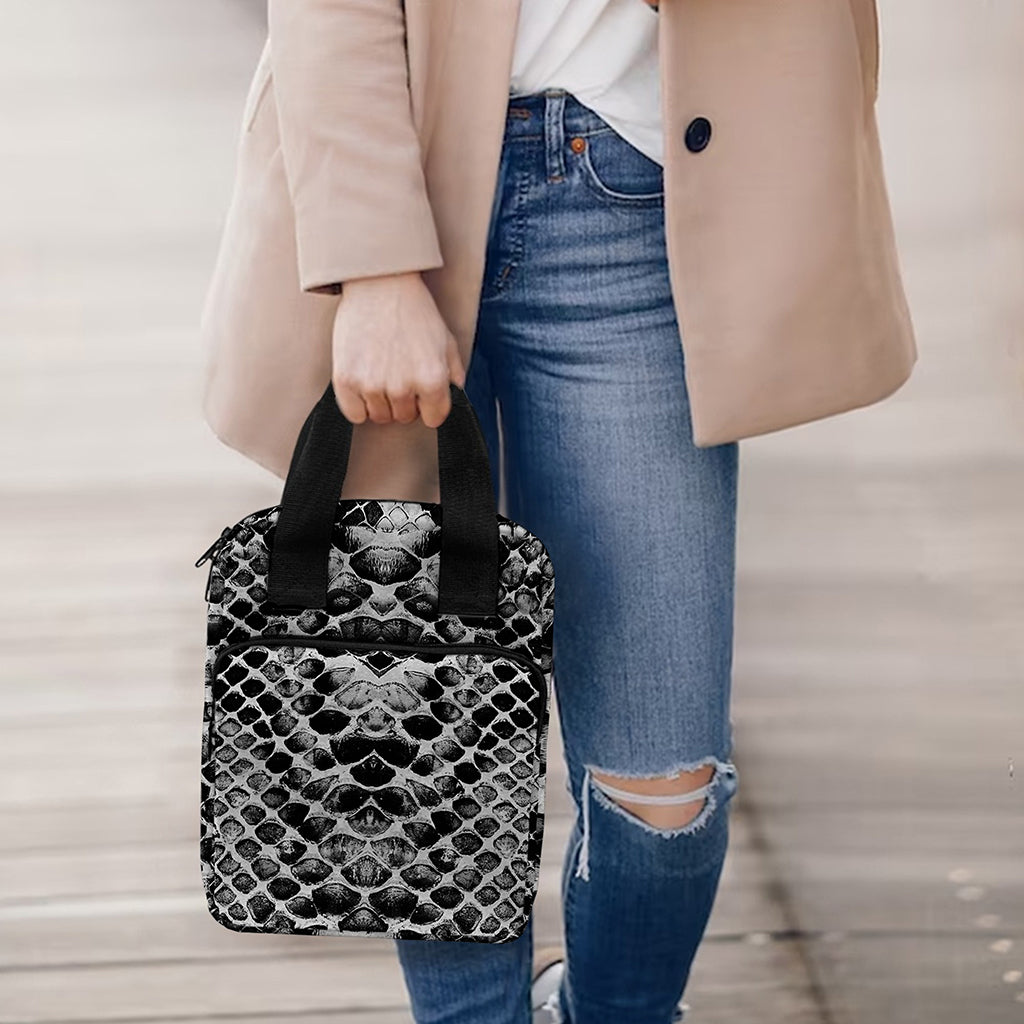 Grey And Black Snakeskin Print Bible Tote Bag
