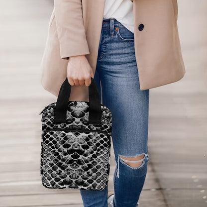 Grey And Black Snakeskin Print Bible Tote Bag