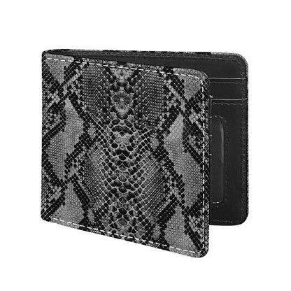 Grey And Black Snakeskin Print Bifold Wallet