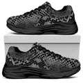Grey And Black Snakeskin Print Black Chunky Shoes