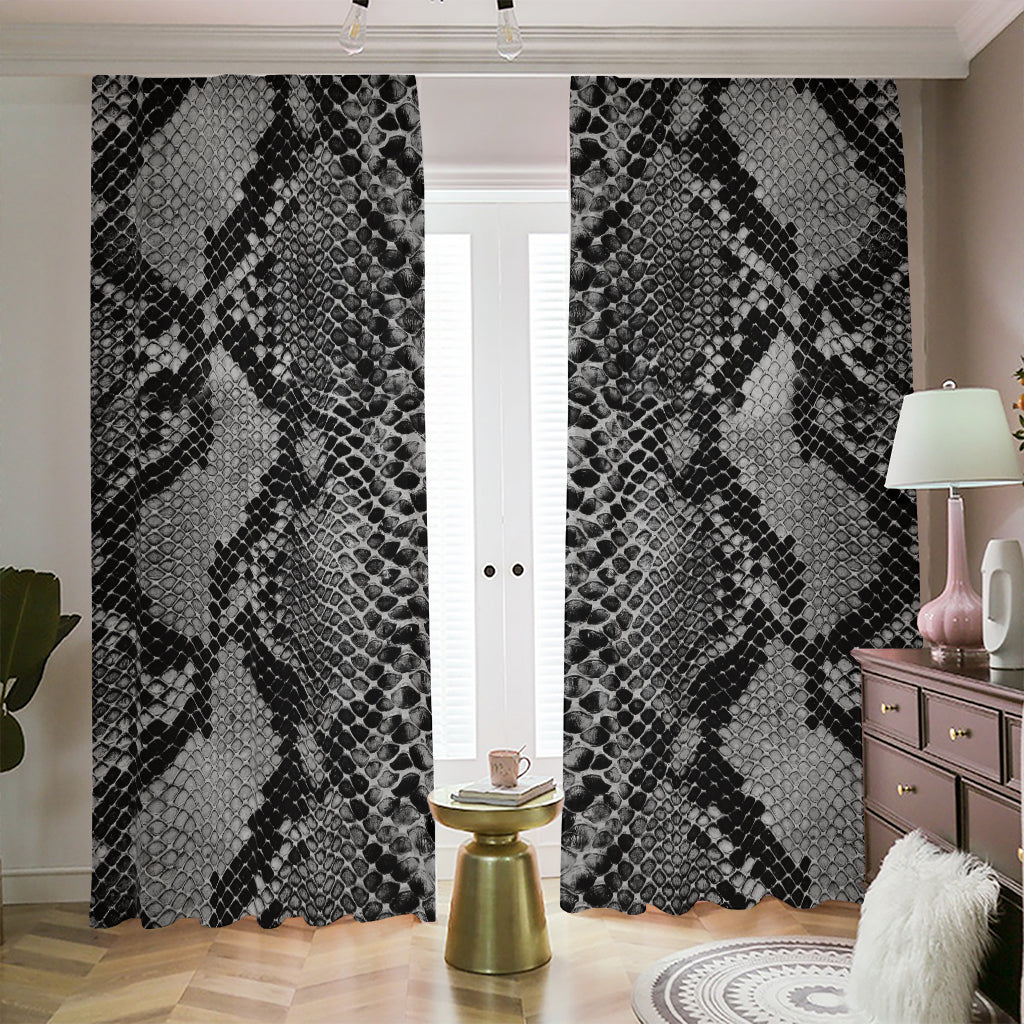 Grey And Black Snakeskin Print Blackout Pencil Pleat Curtains