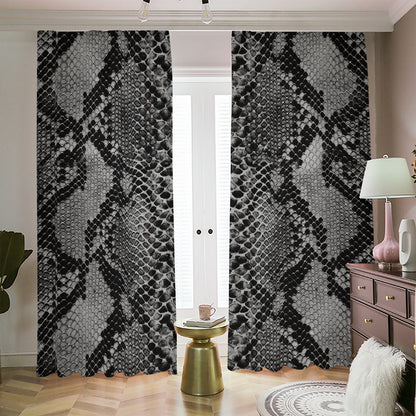 Grey And Black Snakeskin Print Blackout Pencil Pleat Curtains