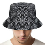 Grey And Black Snakeskin Print Bucket Hat