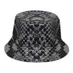 Grey And Black Snakeskin Print Bucket Hat