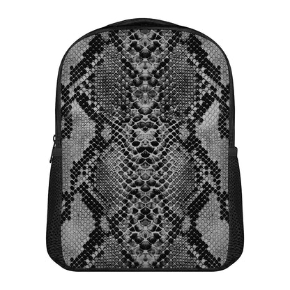 Grey And Black Snakeskin Print Casual Backpack