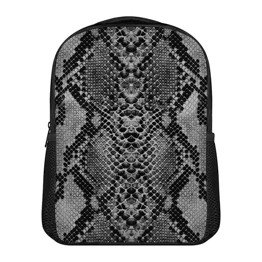 Grey And Black Snakeskin Print Casual Backpack