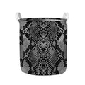 Grey And Black Snakeskin Print Collapsible Laundry Basket