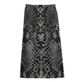 Grey And Black Snakeskin Print Cotton Front Slit Maxi Skirt