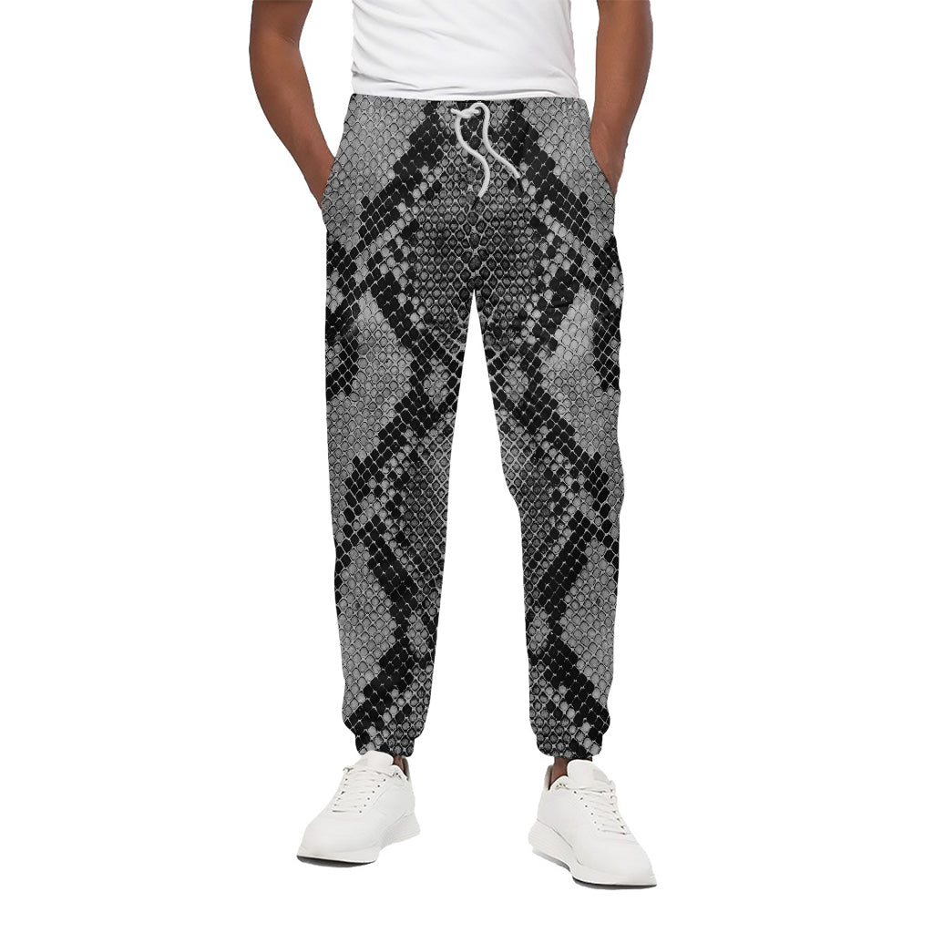 Grey And Black Snakeskin Print Cotton Pants