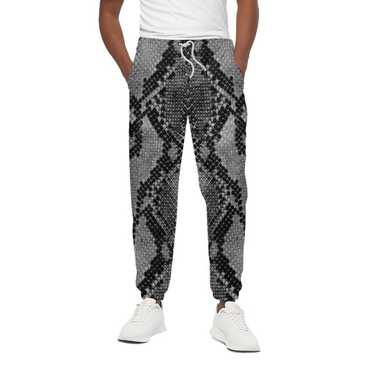 Grey And Black Snakeskin Print Cotton Pants