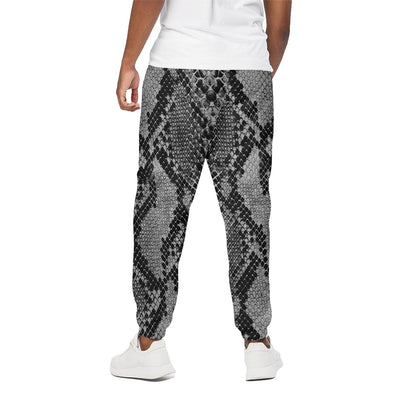 Grey And Black Snakeskin Print Cotton Pants
