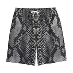 Grey And Black Snakeskin Print Cotton Shorts