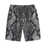 Grey And Black Snakeskin Print Cotton Shorts