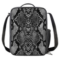 Grey And Black Snakeskin Print Crossbody Lunch Bag
