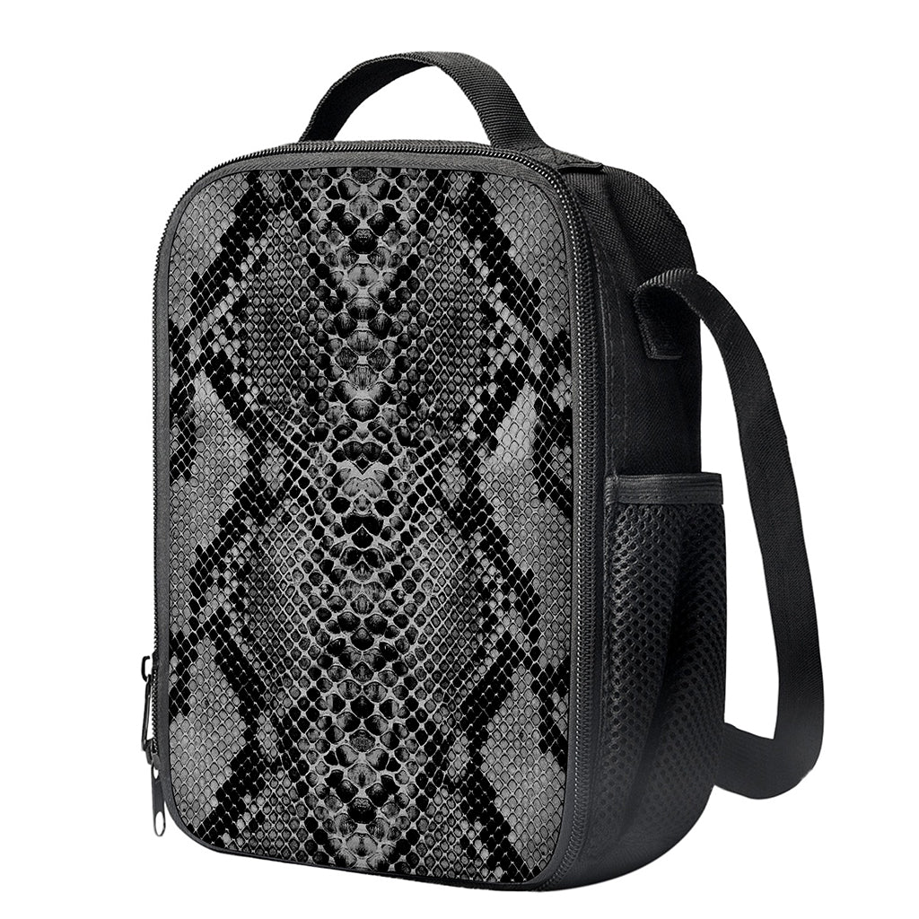 Grey And Black Snakeskin Print Crossbody Lunch Bag
