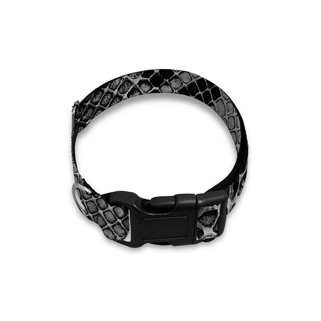 Grey And Black Snakeskin Print Dog Collar