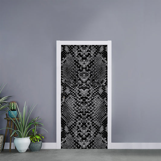 Grey And Black Snakeskin Print Door Sticker