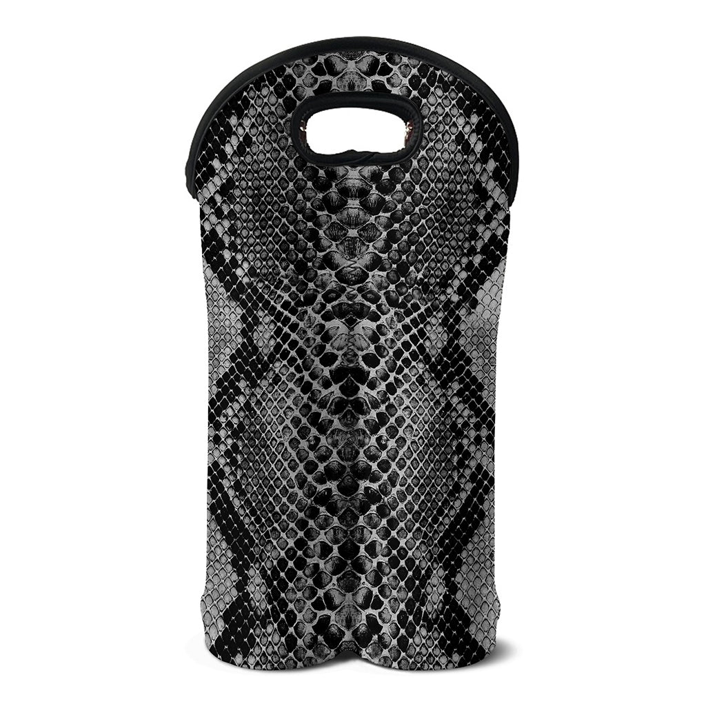 Grey And Black Snakeskin Print Double Neoprene Wine Tote