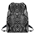 Grey And Black Snakeskin Print Drawstring Backpack