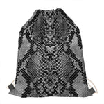 Grey And Black Snakeskin Print Drawstring Bag