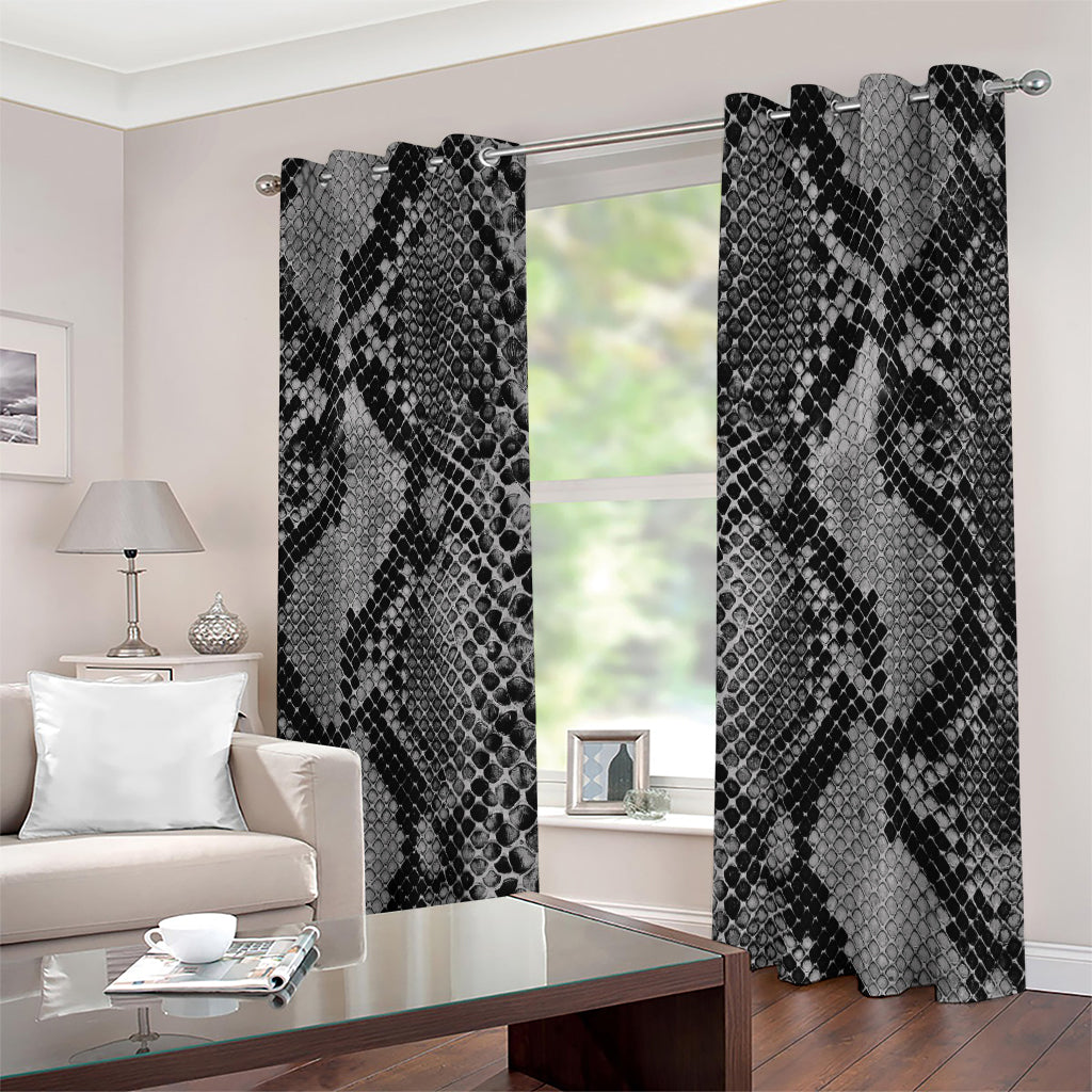 Grey And Black Snakeskin Print Extra Wide Grommet Curtains