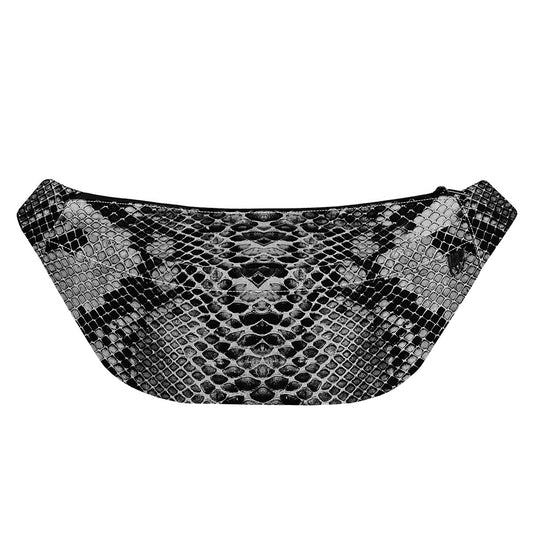 Grey And Black Snakeskin Print Fanny Pack