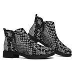Grey And Black Snakeskin Print Flat Ankle Boots