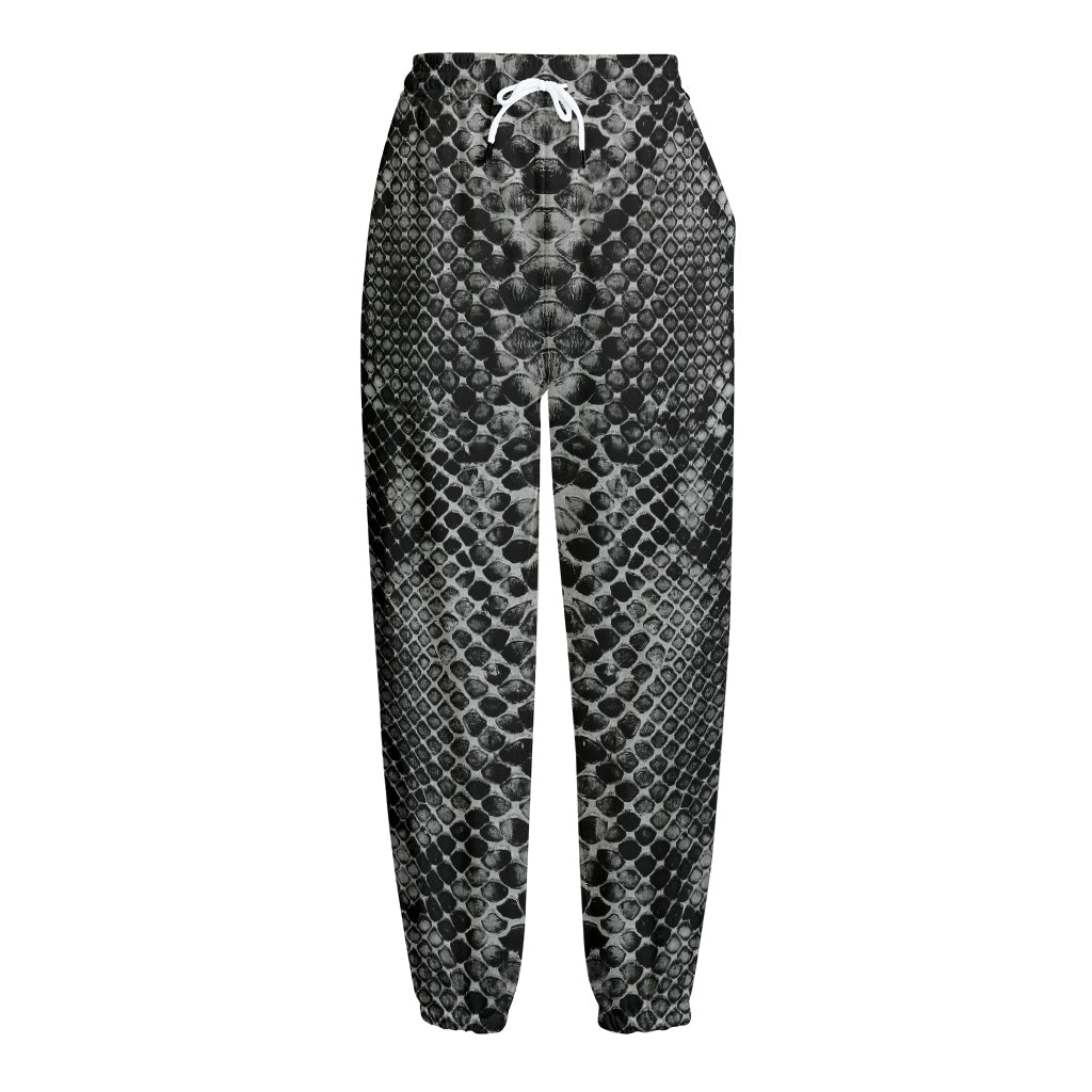 Grey And Black Snakeskin Print Fleece Lined Knit Pants