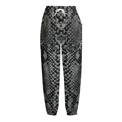 Grey And Black Snakeskin Print Fleece Lined Knit Pants