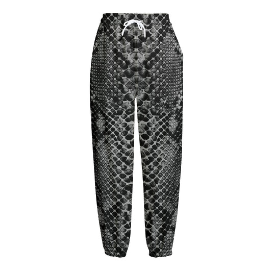 Grey And Black Snakeskin Print Fleece Lined Knit Pants