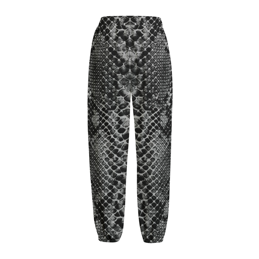 Grey And Black Snakeskin Print Fleece Lined Knit Pants