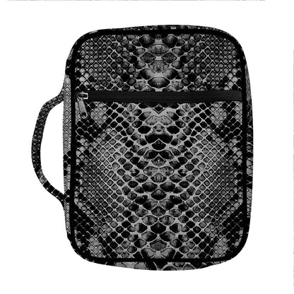 Grey And Black Snakeskin Print Front Pocket Bible Bag