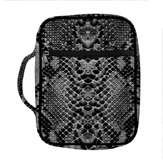 Grey And Black Snakeskin Print Front Pocket Bible Bag