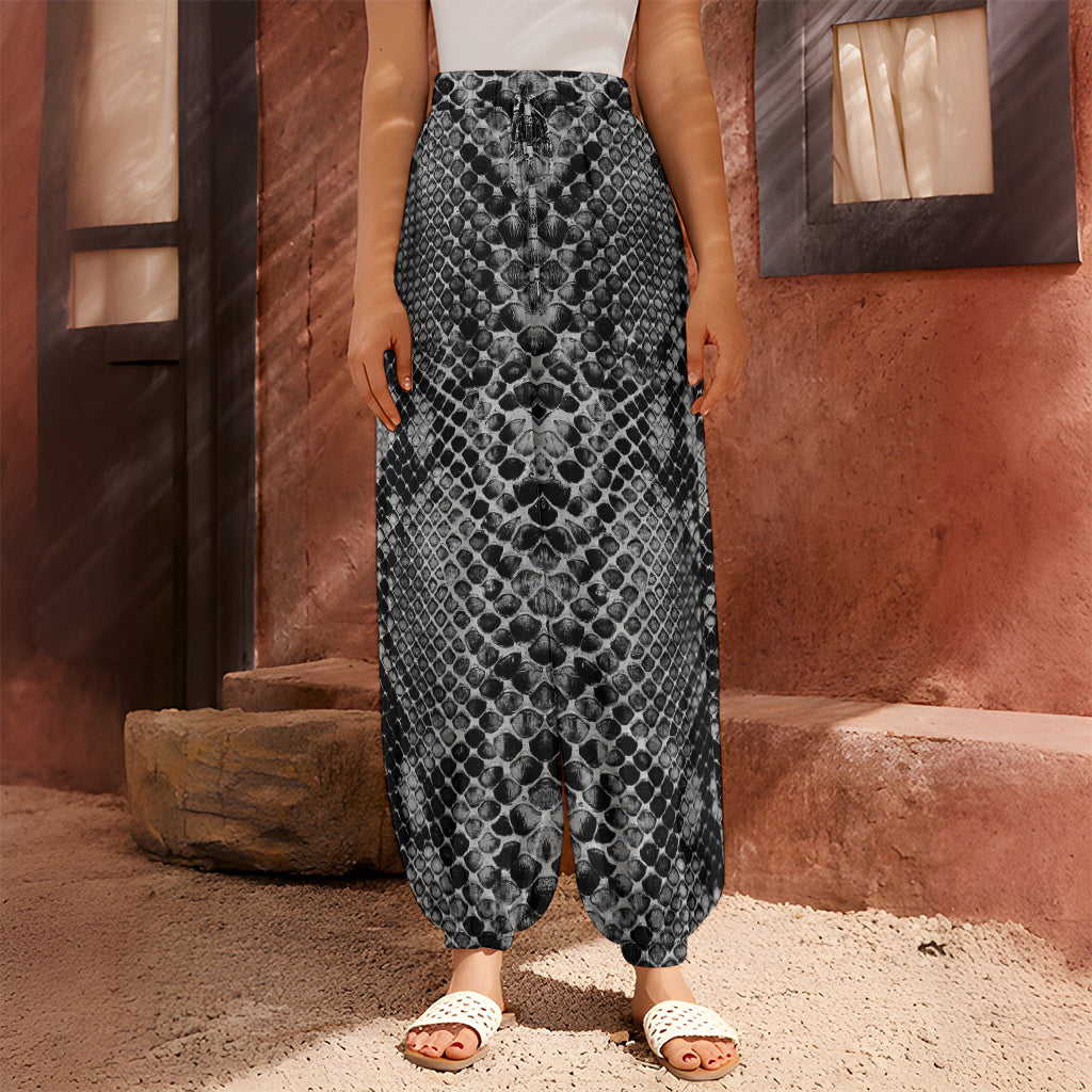 Grey And Black Snakeskin Print Harem Pants
