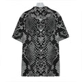 Grey And Black Snakeskin Print Hawaiian Shirt